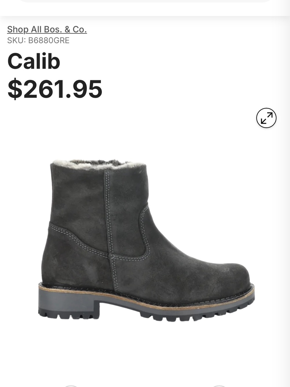 Bos & Co Calib Grey Suede Boot Size 38 7.5